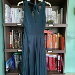 Max & Cleo “Marilyn” Petite Halter Dress in Lagoon — NEW